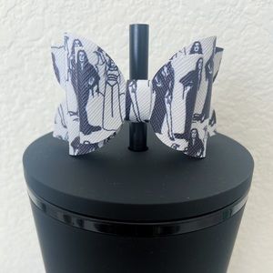 Horror Ladies Bow Straw Topper - fits Starbucks tumbler